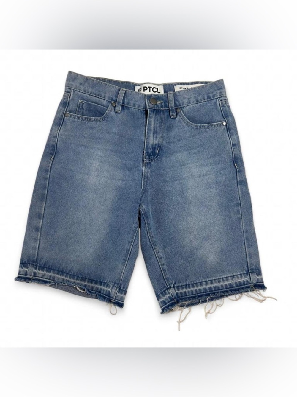 PTCL Ethikal Light Wash Denim Shorts Size 25 Raw Hem Sustainable